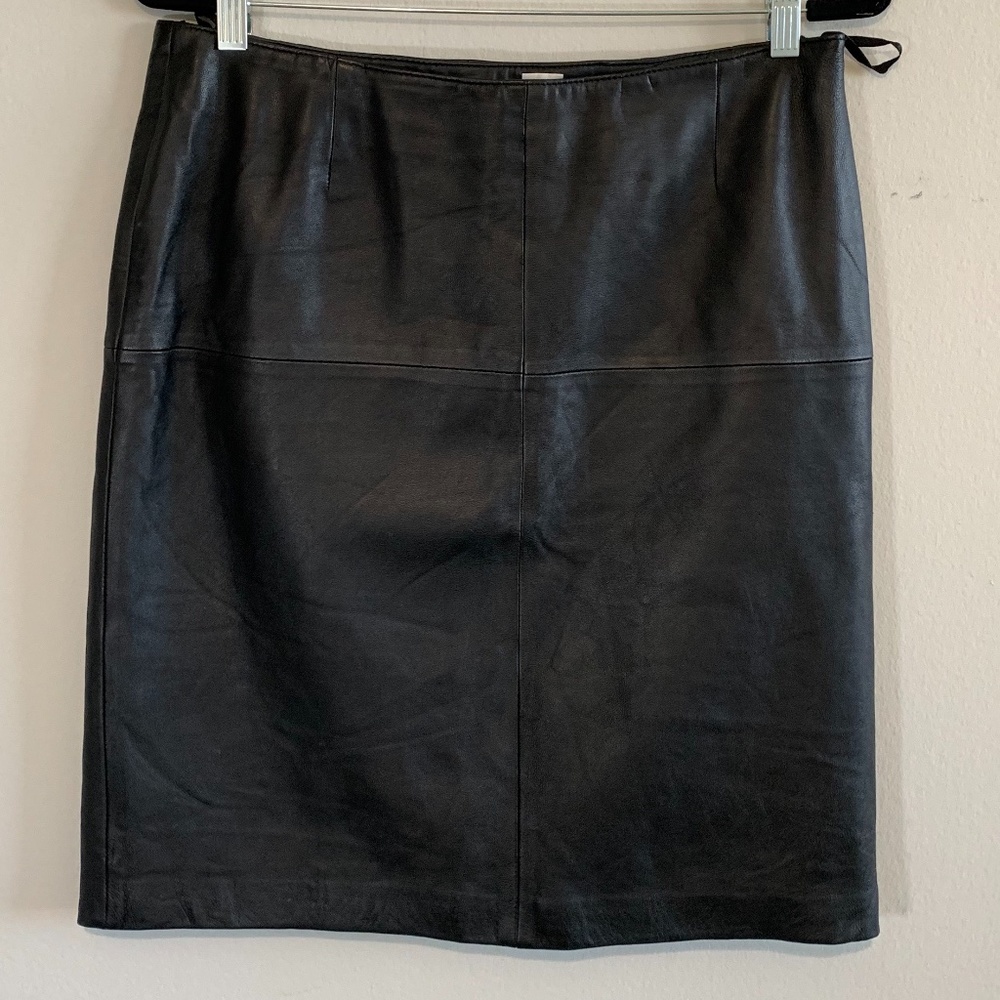 Marisa Christina BLACK LEATHER Pencil Skirt